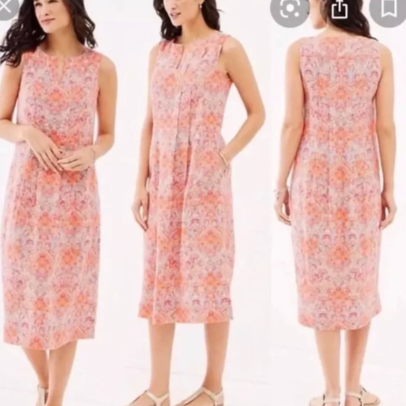 J. Jill Dresses & Skirts - J Jill Love Linen Sleeveless Paisley Midi Dress Size LP
